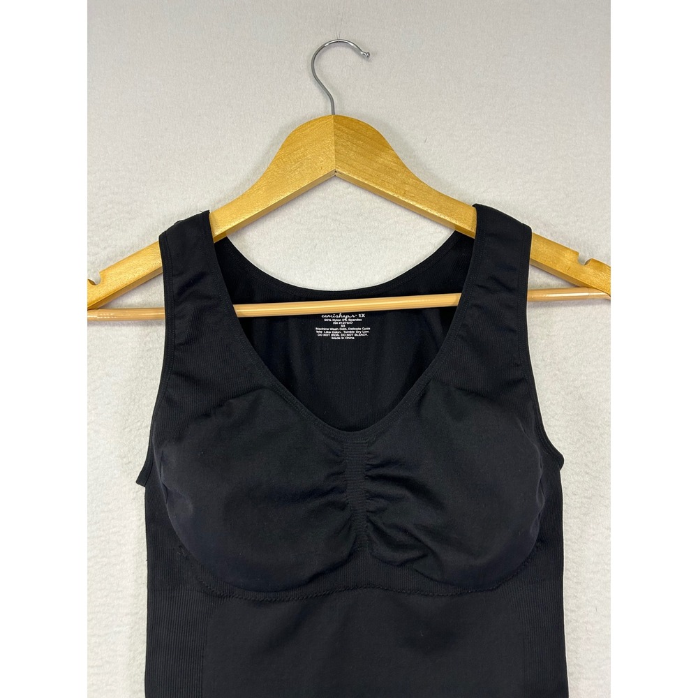 Shapewear Camishaper Women 1X Black Ruched Bust Ruffle Hem Seamless Tank Top - Picture 6 of 8